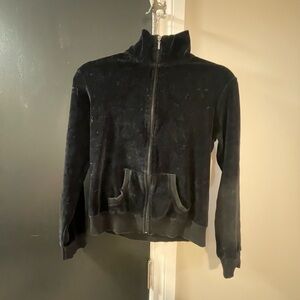 Women's Black Velvet Zip-Up Jacket